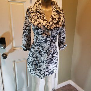 Forever Twentyone Black & White Button Front Coat